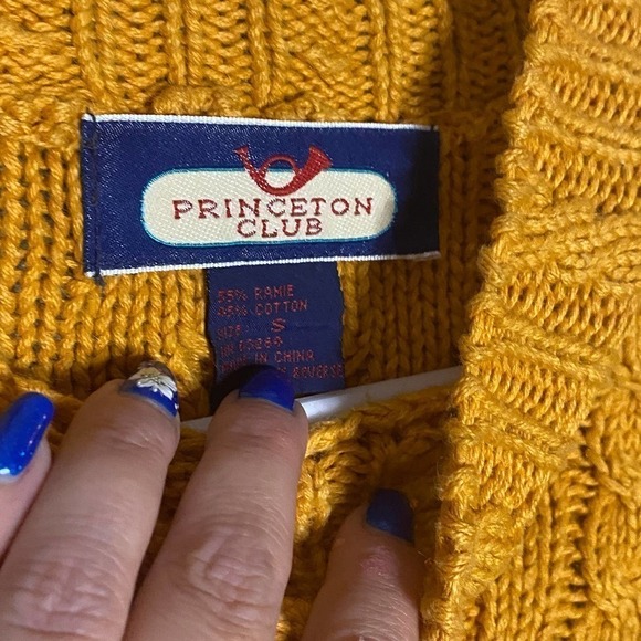 Vintage Princeton Club 100% cotton Cable Knit Sweater Small - Picture 3 of 6